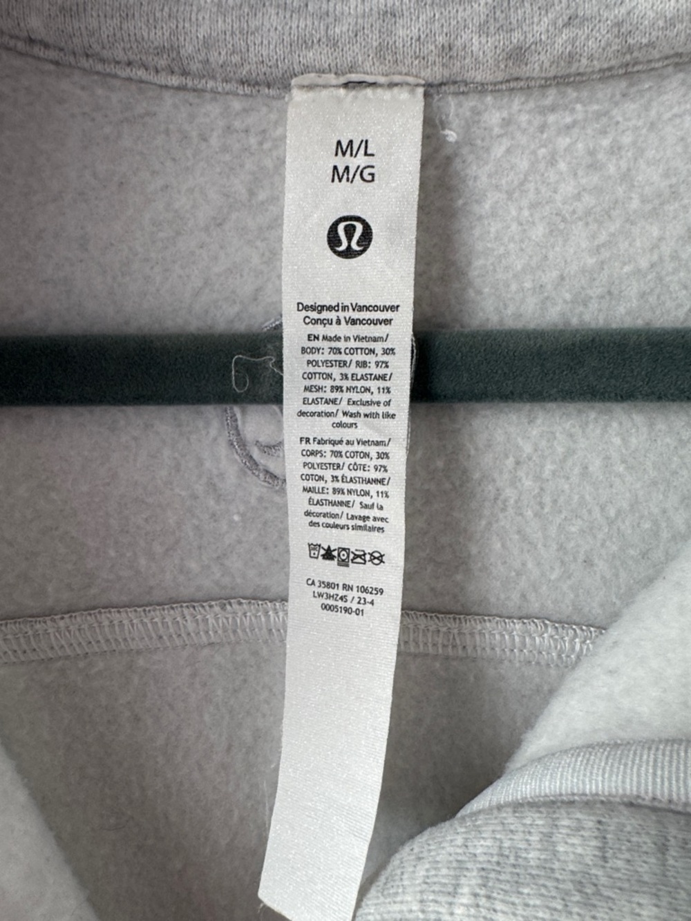 lululemon athletica Light Gray Half-Zip Funnel Sweatshirt - Picture 3 of 4
